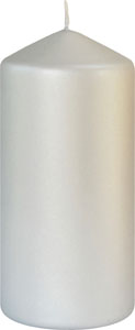 Lumanare pillar lucioasă 150X70 mm Argintie