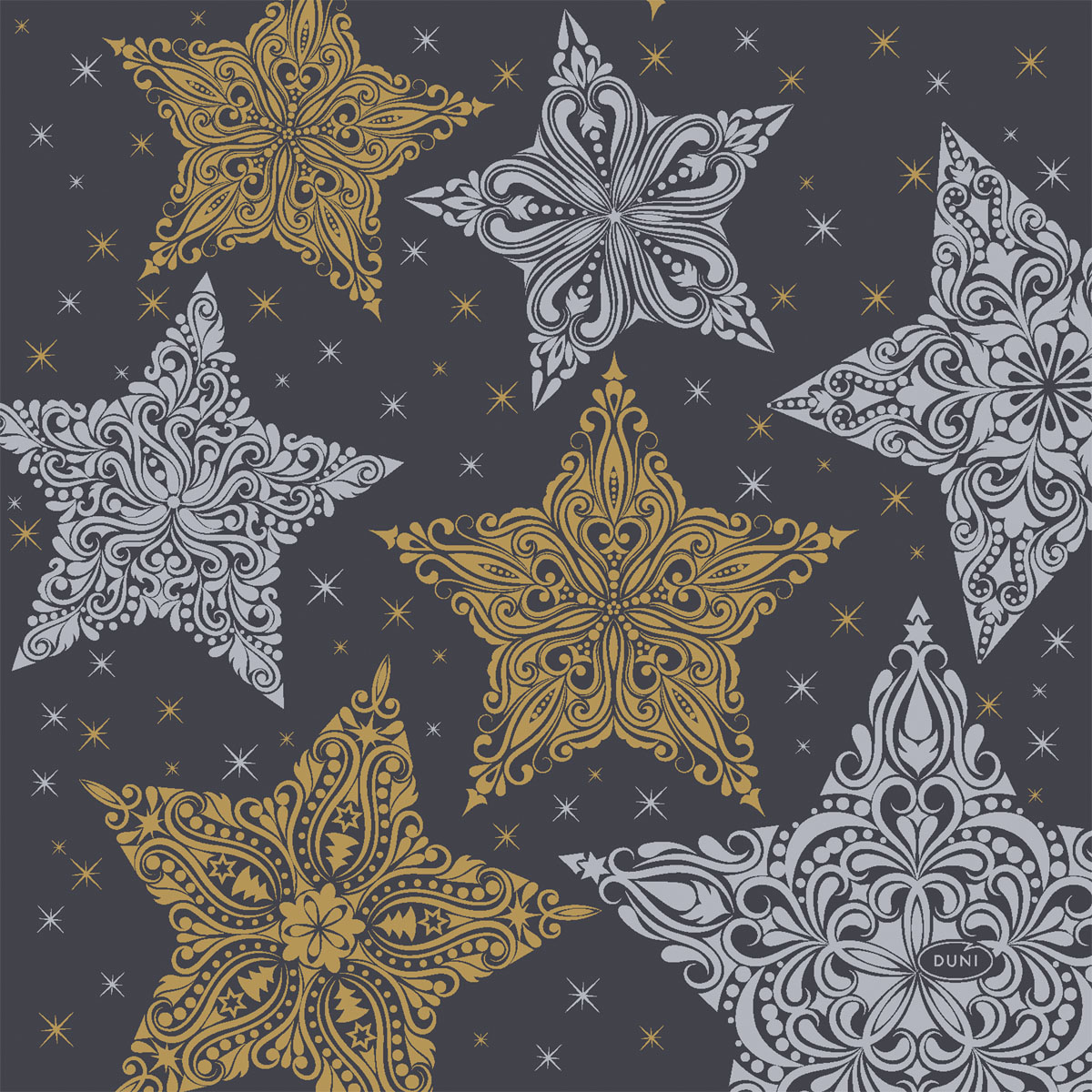 Șervețele 3-ply 33X33cm Snowstars Black , 20buc